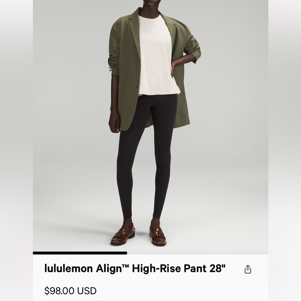 Lululemon Align 28” high rise pant - black size 6